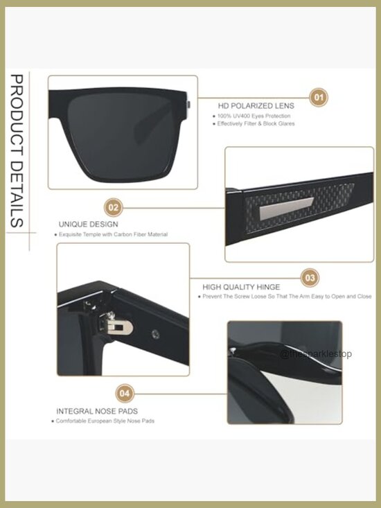 Polarized Square Sunglasses with UV Protection for Driving Fashion main image 4